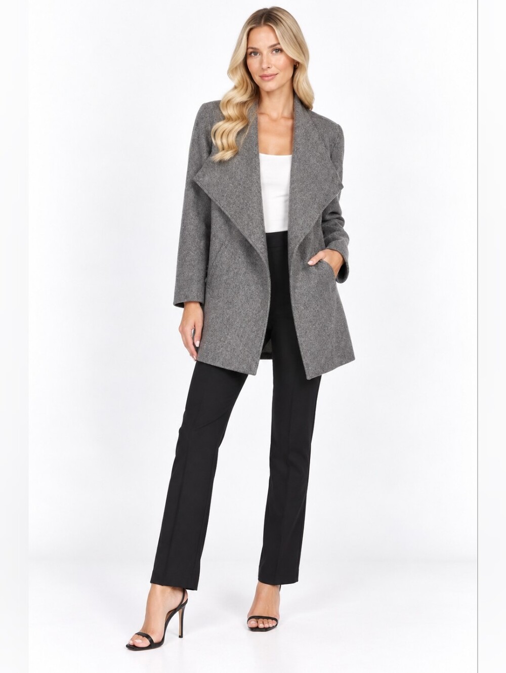 J. Jill Size S Wool Blend Gray Draped Open-Front Jacket